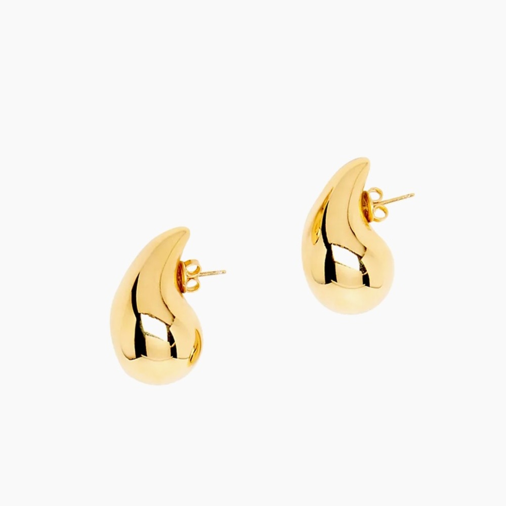 Beautiful, elegant and very fancy Puffed Teardrop Earrings 14K Yellow Gold